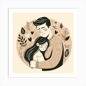 Dad and daughter Hugging Art Print