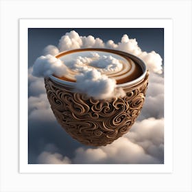 Coffee Cup In The Clouds Art Print