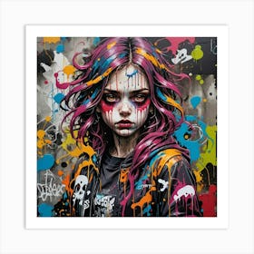 Girl With Paint Splatters Art Print