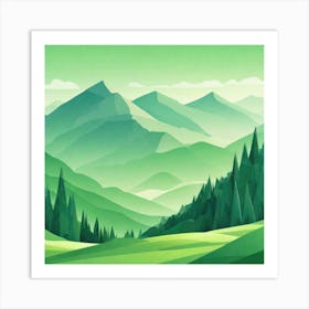 Misty mountains background in green tone 184 Art Print