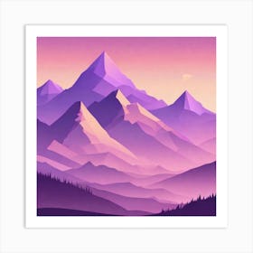 Misty mountains background in purple tone 24 Art Print