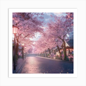 Sakura Blossom Street Art Print