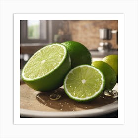 Limes On A Plate 2 Art Print