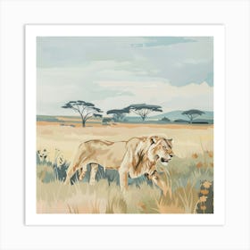 Big Lion Pastel Illustration 2 Art Print