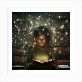 Girl Reading A Book Art Print