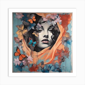 Woman With Butterflies Art Print