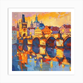 A Prague With Charles Bridge Oil Painting Illust 1720468046 3 Art Print