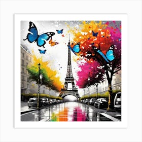 Paris With Butterflies 102 Art Print