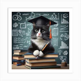 Cat In A Graduation Cap Art Print