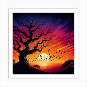 Sunset Tree 17 Art Print