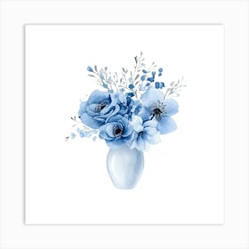 Watercolor Blue Floral 24 Art Print