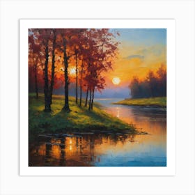 Sunset By The River Art Print