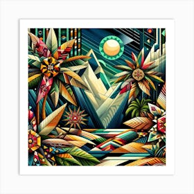 Geometric Art Tropical landscape 2 Art Print