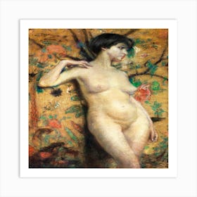 Nude Woman In A Tree Art Print