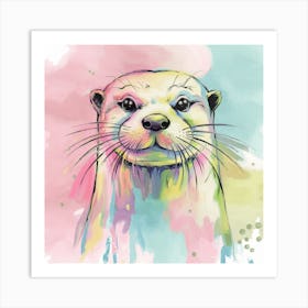 Otter Watercolor Painting Art Print