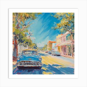 Retro American Town Brushstroke Painting Art Print