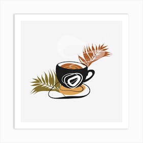 Coffee Cup With Leaves 8 Art Print