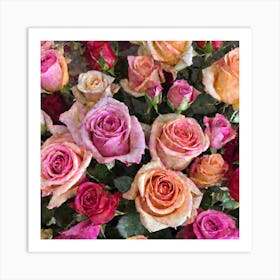 A Rose Bouquet Containing Roses Of Attractive Colors (2) (1) Art Print