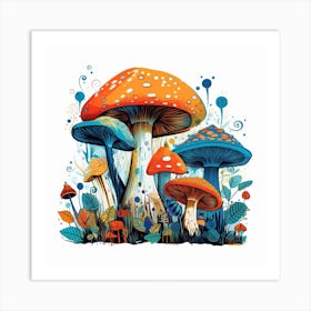 Mushrooms In The Forest 10 Art Print