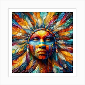 Native American Abstract Head Bust 2 Copy Art Print