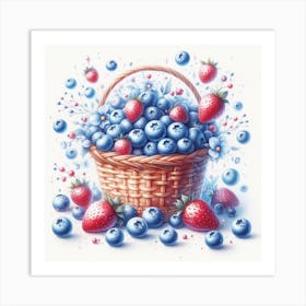 A basket of blueberry Art Print