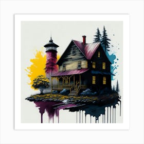 Colored House Ink Painting (62) Art Print