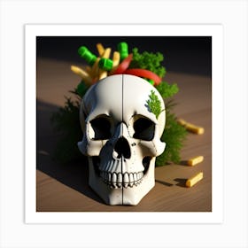 Skull With Vegetables Art Print