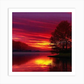 Sunset Over Lake 36 Art Print