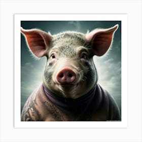 Tattooed Pig Art Print