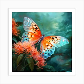 Butterfly On A Flower Art Print