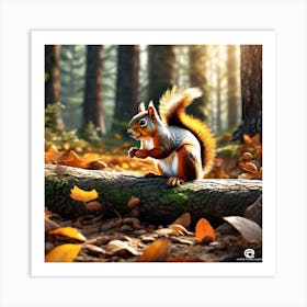 Squirrel In The Forest 391 Art Print