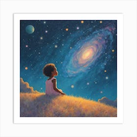 Black Child And The Galaxy Art Print