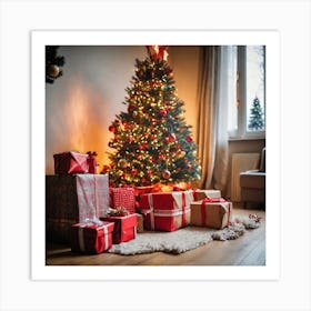 Christmas Tree With Presents 8 Art Print