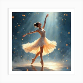 Elegant Ballet In Watercolor With Ethereal Lights 1 Art Print