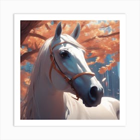 White Horse In Autumn Art Print