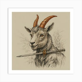 Goat Head With Sword Art Print