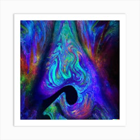 Abstract Painting Blue Flame Art Print