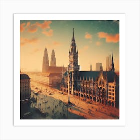 Sunset In Munich Art Print