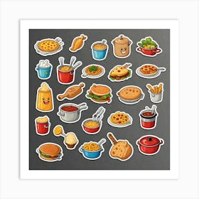 Cartoon Food Stickers Art Print