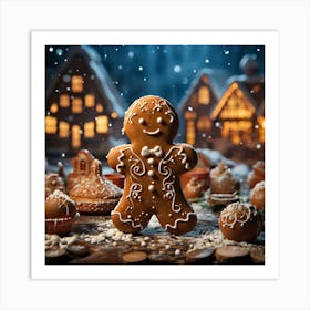 Christmas Gingerbread Man Art Print