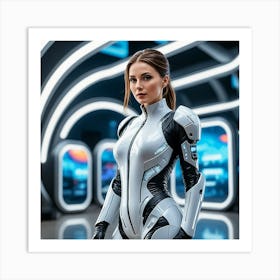 Futuristic Woman In Futuristic Suit 2 Art Print