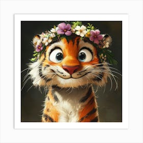 Tiger In Flowers Affiche