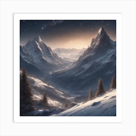 Snowy Mountains 14 Art Print