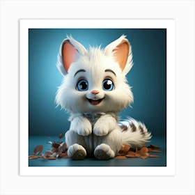 Cute White Cat 2 Art Print