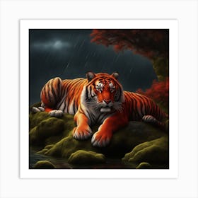 Tiger In The Rain 2 Art Print