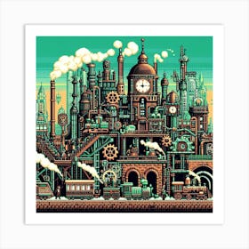 8-bit steampunk city 2 Art Print