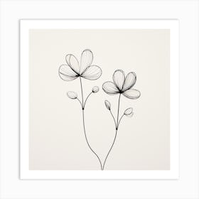 Black And White Drawing Of Flowers Art Print