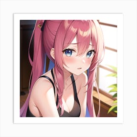 Anime Girl With Pink Hair 1 Art Print