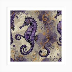 Purple Seahorses Art Print