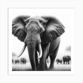 Elephants In The Wild Art Print